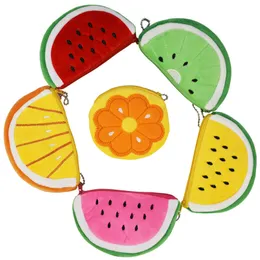 Creative Fruit Plush Coin Purse Case Cartoon Barnmynt Förvaringspåsar Penna Väskor Nyckelkedja Bärbar korthållare