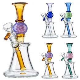 7 Inch Ball Shape Heady Glass Hookahs Staight Perc N Holes Percolater Bongs 14mm Joint Water Pipes Mini Small Oil Dab Rigs