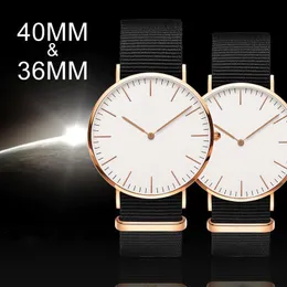 Moda marca homens esportes assistir 40mm mulheres casuais relógios 36mm nylon strap orologio uomo