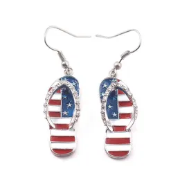 ZRM American Fl ^ AG Fashion Style Ear Hook Smycken Kvinnor Nationella Emalj Tofflor Form Dangle Örhängen USA Flagga Örhängen x0709 x0710