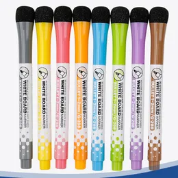 12PCS/Set Colorful Magnetic Erasable Whiteboard Pens Marker Dry Eraser Kid Drawing Pen Board Markers With Erasers School Classroom Office Supplies JY0640
