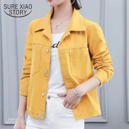 Spring Autumn Denim Yellow Jacket Women Loose Jeans and Coat Fashion Overcoat Long Sleeve Ladies Tops 210510