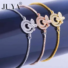 5 PCS Whole High Quality Copper Adjustable Slider Chain Zircon Rhinestone Love Flower Hamsa Hand Evil Eye Charm Bracelets