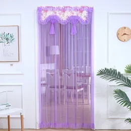 Lace Fabric Door Curtain Screen Lace Embroidery Hook Loop Fastener Summer Anti-mosquito Moths Bedroom Privacy Decoration F0416 210420