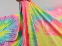 Rainbow Tie Dye Spandex Stretch Lycra Fabric Knit for Dancer Swimwear Sold by the Yard 210702