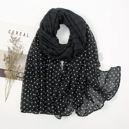 Sciarpa di cotone con stampa a punti Scialle da donna Avvolge Sciarpa di grandi dimensioni Hijab Moda donna Avvolgere Capo Stole femminili Lusso Sjaal Bandana