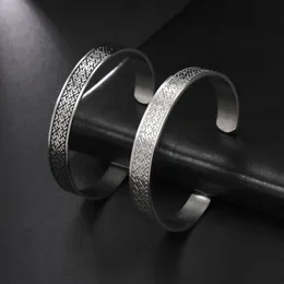 Bangle manschett armband för män kvinnor keltik knut spiral svart silver färg rostfritt stål armband retro viking smycken