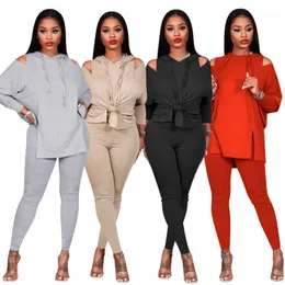 Women's Tracksuits Sexy Baby 001 Winter Clothing Solid Color Casual Long-sleeved Strapless Two-piece Suit 85421