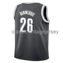 Spencer personalizado Dinwiddie Black 2019-20 Swingman Jersey costurou homens jovens XS-6xl