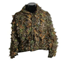 사냥 의류 3D 리프 위장 우드랜드 카모 ghillie suits 스나이퍼 birdwatch airsoft 위장 의류 재킷과 바지