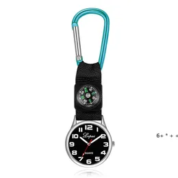 Tragbare Karabiner-Taschenuhr, Kompass, Partygeschenk, Krankenschwester, Quarzuhren, Schlüsselanhänger, multifunktionales Outdoor-Survival-Werkzeug, RRA11370