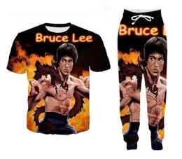 Hurtownie - 2022 New Fashion Bruce Lee 3D All Over Print Dress T-Shirt + Joggers Pants Suit Women Men @ 08