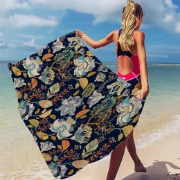 Mandala Print Beach Towel Boho Floral Retangular Spa Sauna