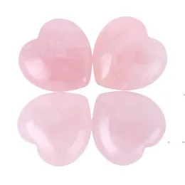 Nowy Healing Crystal Natural Rose Quartz Love Heart Martwik Kamień Chakra Reiki Balansowanie Dla DIY Craft 1 "Wystrój domu EWB7173