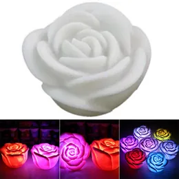 Romantic LED Floating Rose Flower Candle Night Light Colorful Wedding Decoration Bedroom Party Indoor Decor LXH