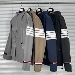 2024 Fashion Brand Jacket Men Cardigans Clothing Spring Autumn Hooded Reflective Stripe Waterproof Casual Coat With Nood