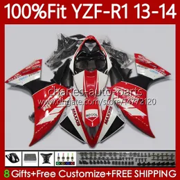 OEM-karosseri för Yamaha YZF-R1 YZF1000 YZF R 1 1000cc 2013 2014 Moto Body 97No.61 100% Fit YZF R1 1000 CC White Red YZFR1 13 14 YZF-1000 13-14 Injektion Mögelmässan