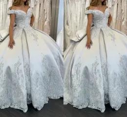 Bridal Ball Suknie ślubne Suknie ślubne Eleganckie z ramienia wykonane na zamówienie gorset z tyłu długość podłogi koronkowane koronkowe aplikacje Vestidos de novia 403