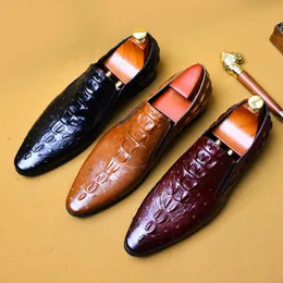 Handmade Crocodile Mens Shoes British Style Moda Derby Buty Formalne Business Oxfords Buty robocze
