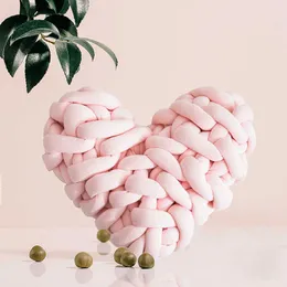 DUNXDECO Heart Pillow Knots Cushion Heart Shape Solid Color Stuffed Plush Toy Doll Present Decorative Pillow Sofa Chair Decorate 210716