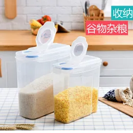 Kitchen plastic sealed can grain storage cans press button to hold with scale sealed storages box