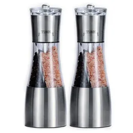 Pepper and Salt Grinder 2 in 1, Dual Mill Shaker with Adjustable Coarseness by Ceramic Rotor, Kitchen Cooking Accessories 210712