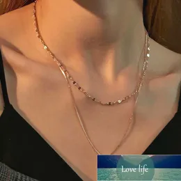 Dubbel lager halsband guld färg choker enkel kristall hängande halsband för kvinnor clavicle halsband hängsmycken smycken colar fabrik pris expert design kvalitet