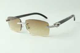 Direktverkauf: Endlose Diamant-Sonnenbrille 3524026 mit schwarzen, strukturierten Büffelhornbügeln, Designerbrille, Größe: 18–140 mm