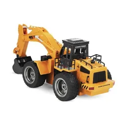 HUINA 530 RC Alloy Excavator Six Channel 1/18 Metal Excavator 2.4GHz Remote Control Cars Engineering Vehicle Excavator Children Toy