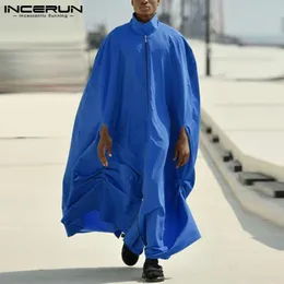 남성용 트렌치 코트 Incerun Tops 2021 Cardigan Fashion 캐주얼 Long Cape Laper Collar Zipper Sleeveless Cloak Loose Coat S-5XL