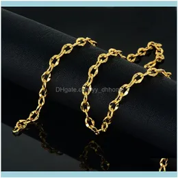 Chains & Pendants Jewelrychains Vintage 45/50/60/66 Long Necklace Hip Hop Gold Color Chain For Men Stainless Steel Necklaces Male Mens Jewel