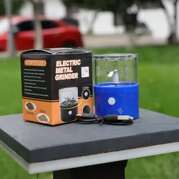 クッキー電気スモークグラインダーUSB充電プラスチックシュレッダーハーブグラインダー3色喫煙用ギフトボックス