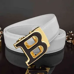 2021 Belt Men's Genuine Leather Automatic Buckle Brand Casual Youth B Letter Jeans Belts for Men Luxury Designer Black White Y1204