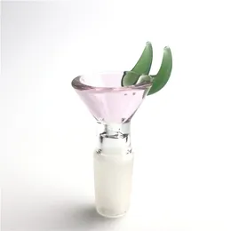 Pipa ad acqua per bong in vetro con narghilè maschio da 14 mm 18 mm Ciotole per fumo con manico in Pyrex spesso rosa chiaro verde colorato