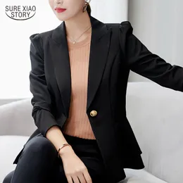 Cappotti da donna coreani Solid Button Design Office Work Casual Jecket da donna Blue Pink Black Wine Red Silm Women Coat 5031 80 210510
