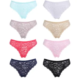 Sexy Briefs Women G Strings Panties Transparent Lace Stripe Underpants Underwear Home Panty Private Triangle Girlfriend Clothes Woman Valentine Day Gifts 8 Color