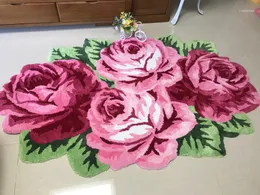 Mattor tjock rosa 4 Rose Bedroom Carpet äktenskap Bröllopsmatta Bedside 3D Rug Red Flower Living Room Bord Floor Kitchen Bath Mats1