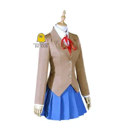 Doki litteratur klubb cosplay kostym monika sayori skola uniform yuri natsuki jacka skjorta väst kjol tie tjejer kvinnor y0913