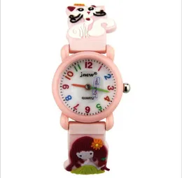 JNEW Brand Quartz Children Watch Loverly Cartoon Boys Girls Students Watches Silicone Band Wristwatches Delicate Childrens Gift