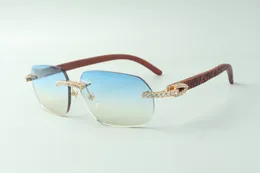 Прямые продажи бесконечные алмазные солнцезащитные очки 3524024 с тигровыми деревянными храмами дизайнерские очки, размер: 18-135 мм