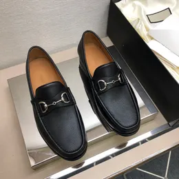 Tidlös klassisk hästbitar Loafers Black Grain-Leather Luxury Men Dress Shoes Business Gentleman Low Heel 38-46 Med Box