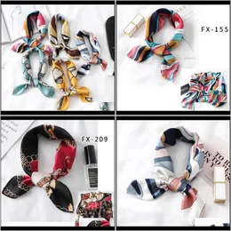 Envolturas Sombreros, Bufandas Guantes Aessoriessquare Pañuelo de seda Mujer Moda Estampado Bufandas de cuello pequeño Office Lady Hair Band Foulard Pañuelo de mano Fem