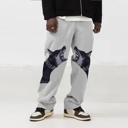 Jesień Drukowane Długie Pantalones Pantalones Spodnie Joggers Casual Ciepłe Luźne Spodnie Moda Mężczyźni Drukarni Pant