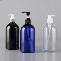 20PCS 500ml schwarz/blau/transparente Kunststoff-Schraubpumpenflasche Leerer Kosmetikbehälter R28 Shampoo-Duschgelflaschen 16,9OZhohe Menge