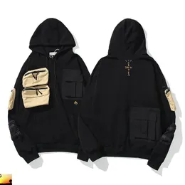 Homens Mulheres Camisolas Jack Hoodie Multi Pocket Motorcycle Style Hoodie Moletom Bordado dourado