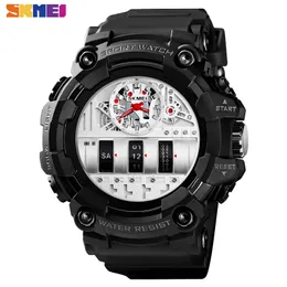 Skmei Moda Freddo Orologio Al Quarzo da Uomo 2 Tempo Impermeabile Resistente agli Urti Orologi da Polso da Uomo in Pelle Pu Orologio Sportivo per Uomo 1557 Q0524