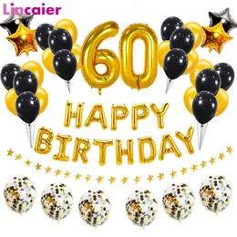 38pcs /セット60番誕生日おばあちゃんボール数60歳の誕生日パーティーの装飾アダルト記念日ヘリウムホイルバロン60626