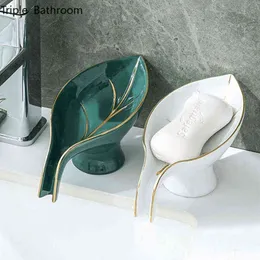 Light Luxury Ceramics Soap Dish Draining Packaging Boxes Holders Kitchen Organizer Sleeve Bathroom Shelves 211119