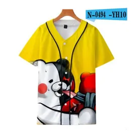 Koszulki baseballowe Custom Man Baseball Jersey Buttons Homme T-shirts 3D Printed Shirt TEE TEES Koszulki Hip Hop Ubrania z przodu i tylne nadruk Dobry 055