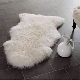 Soft Faux Fur Sheepskin Rug Fluffy Chair Cover Long Hair Children's Bedroom Mat Plush Wool Hairy Carpet Pad Seat Area Furry Rugs 210917